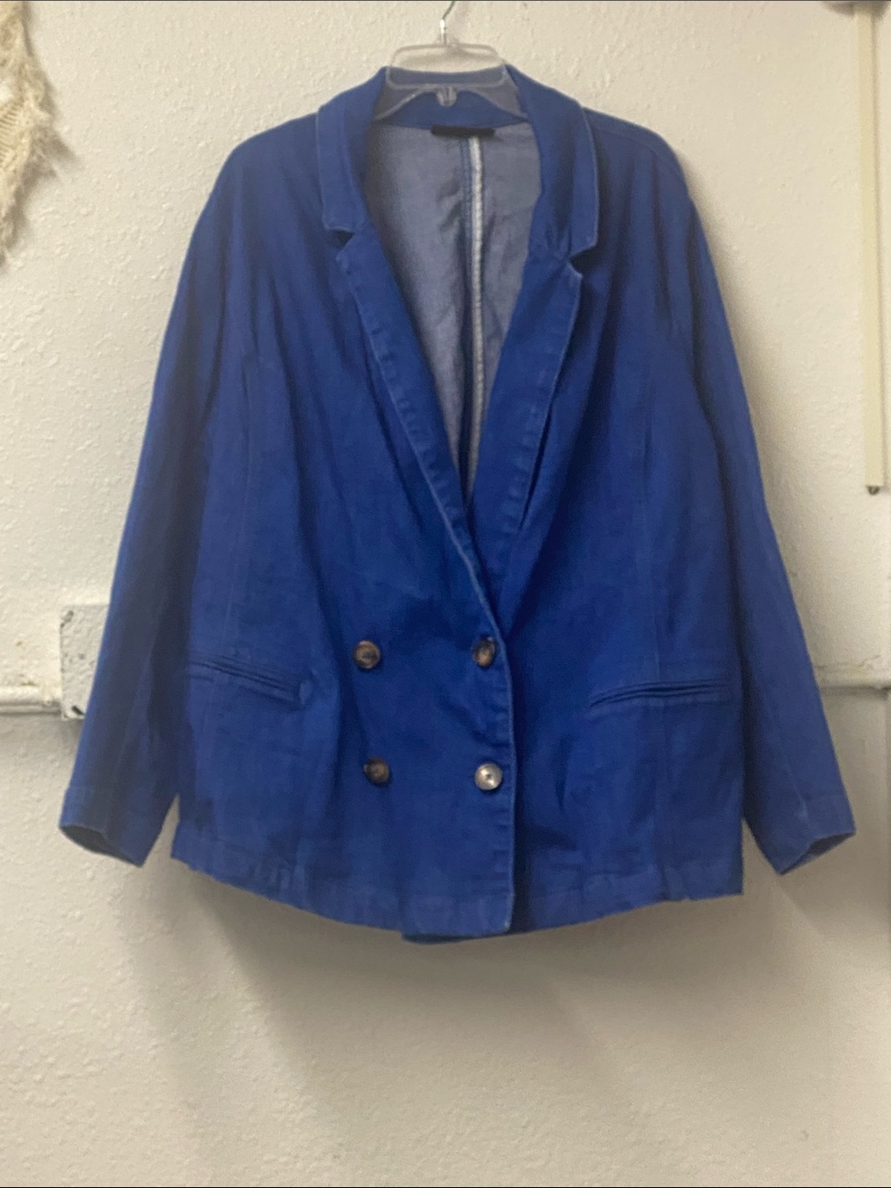 Lane Bryant- western style- cobalt Blue Denim -Double-Breasted Jacket - size 22